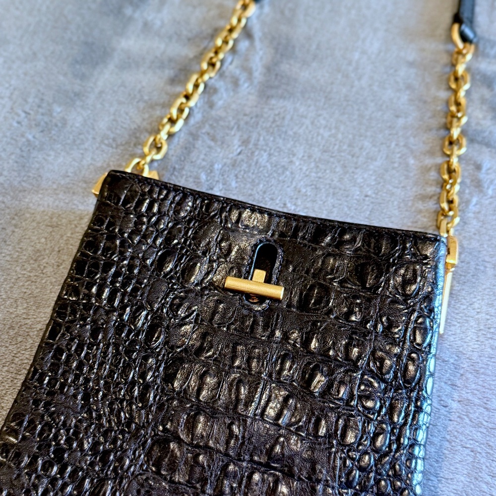 NWOT Thacker "Pippa" Alligator embossed Black Crossbody Purse